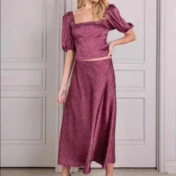 🆕Senlis Whispy Rose Michele Puff Sleeve Top S🆕 - Picture 2 of 15